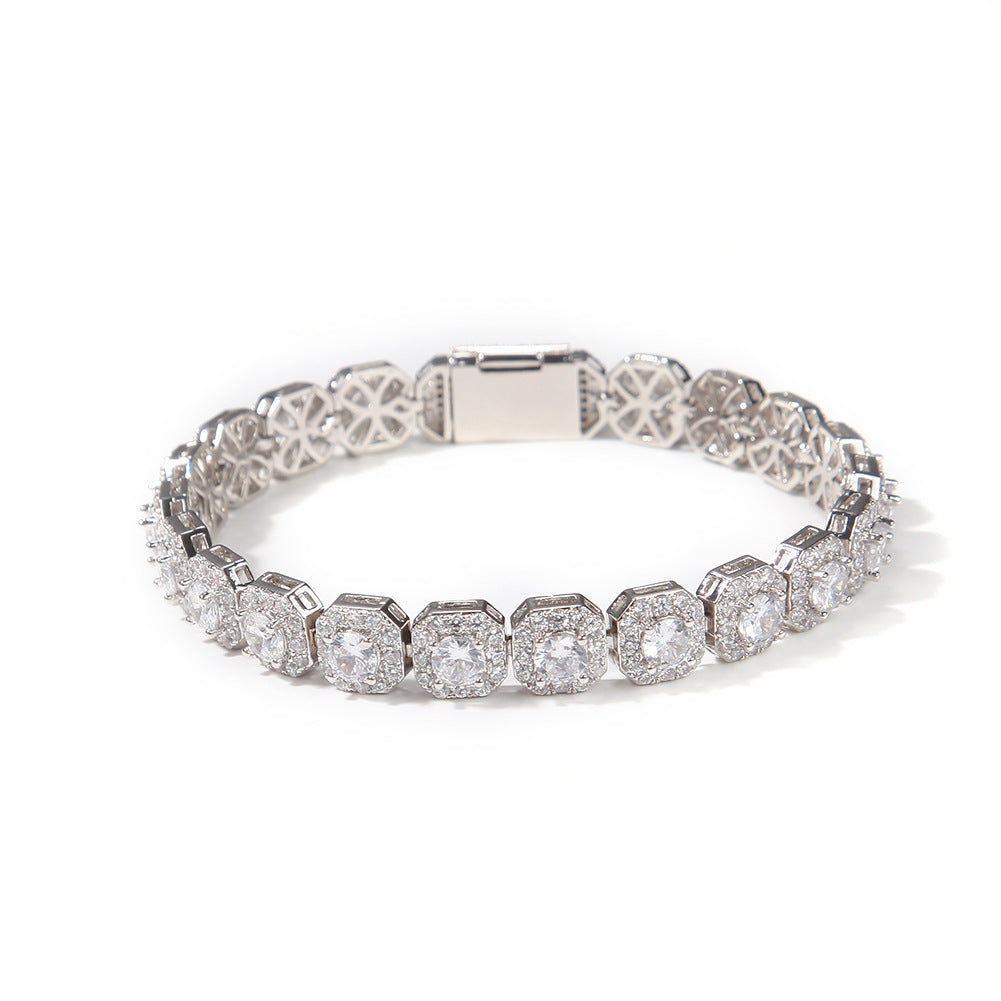 Hip-hop 9mm zircon-encrusted rock candy bracelet